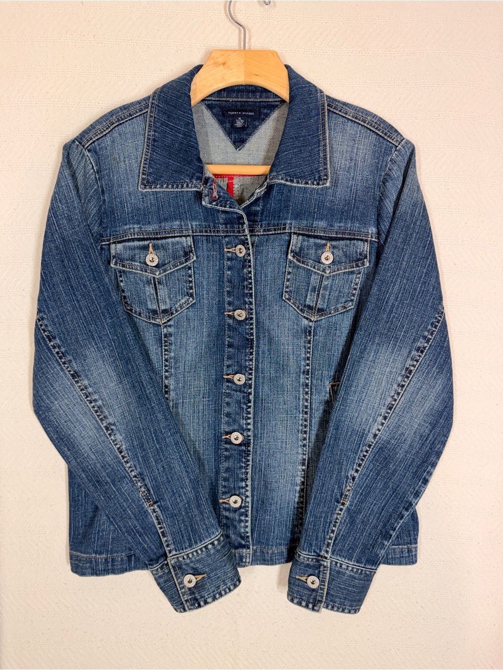 VTG Tommy Hilfiger Denim Trucker Jacket Y2K Streetwear Downtown Girl Size XL